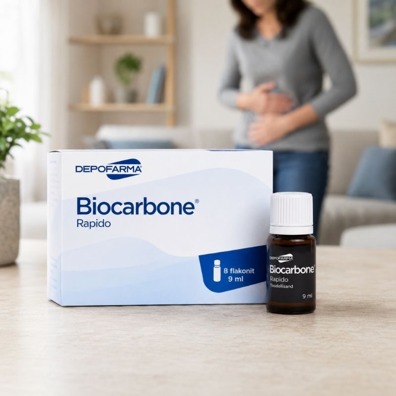 Biocarbone Rapido vatsan turvotukseen ilmavaivoihin ja pingottavaan vatsaan